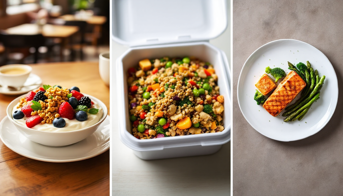 아침, 점심, 저녁 상황별 다이어트 추천 메뉴 사진 세트