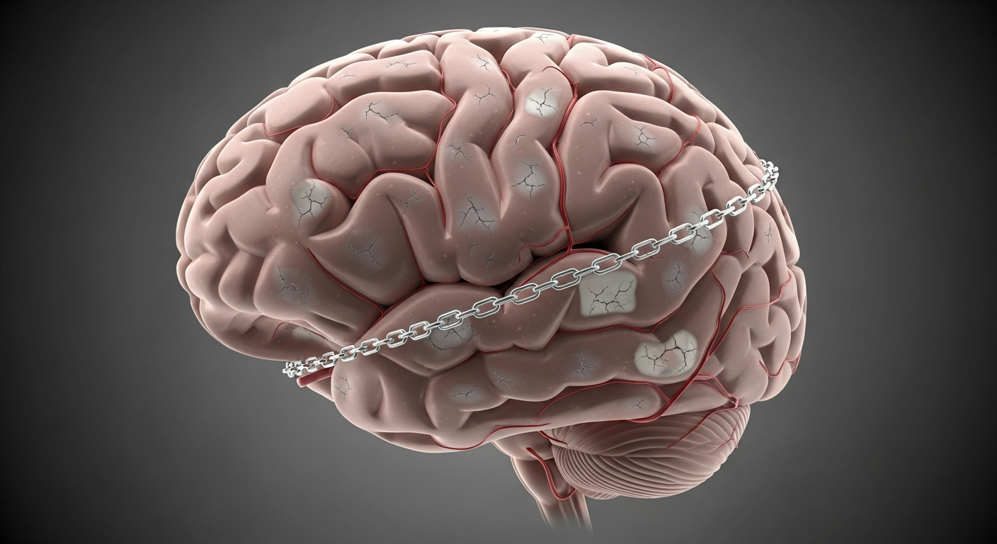 좌식 생활로 뇌혈류 감소와 정신 건강 문제가 나타나는 뇌 모습