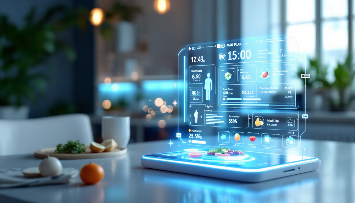 AI 기술을 활용해 개인 맞춤형 다이어트 도시락 식단을 추천하는 모습을 보여주는 이미지