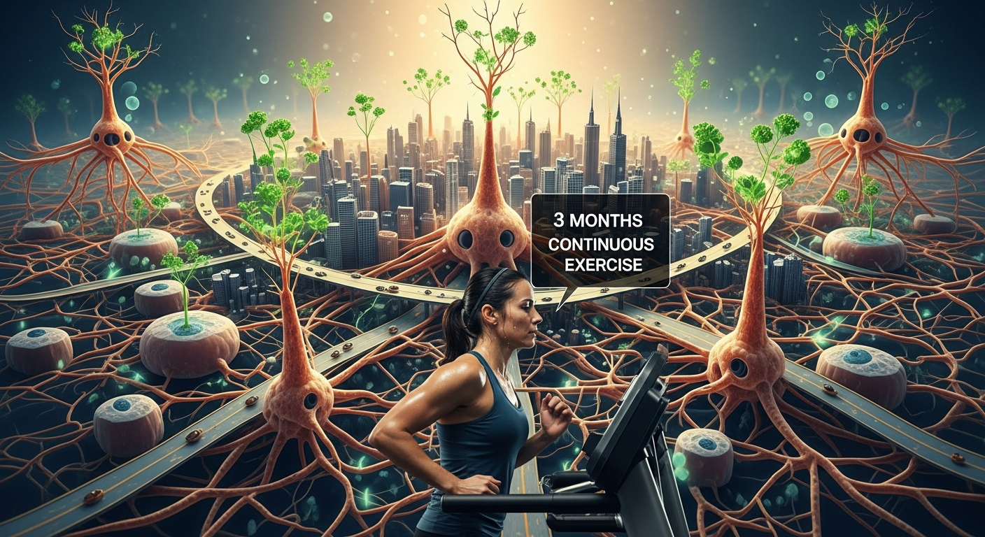 BDNF가 뇌의 신경 가소성을 촉진하는 모습을 시각화한 이미지