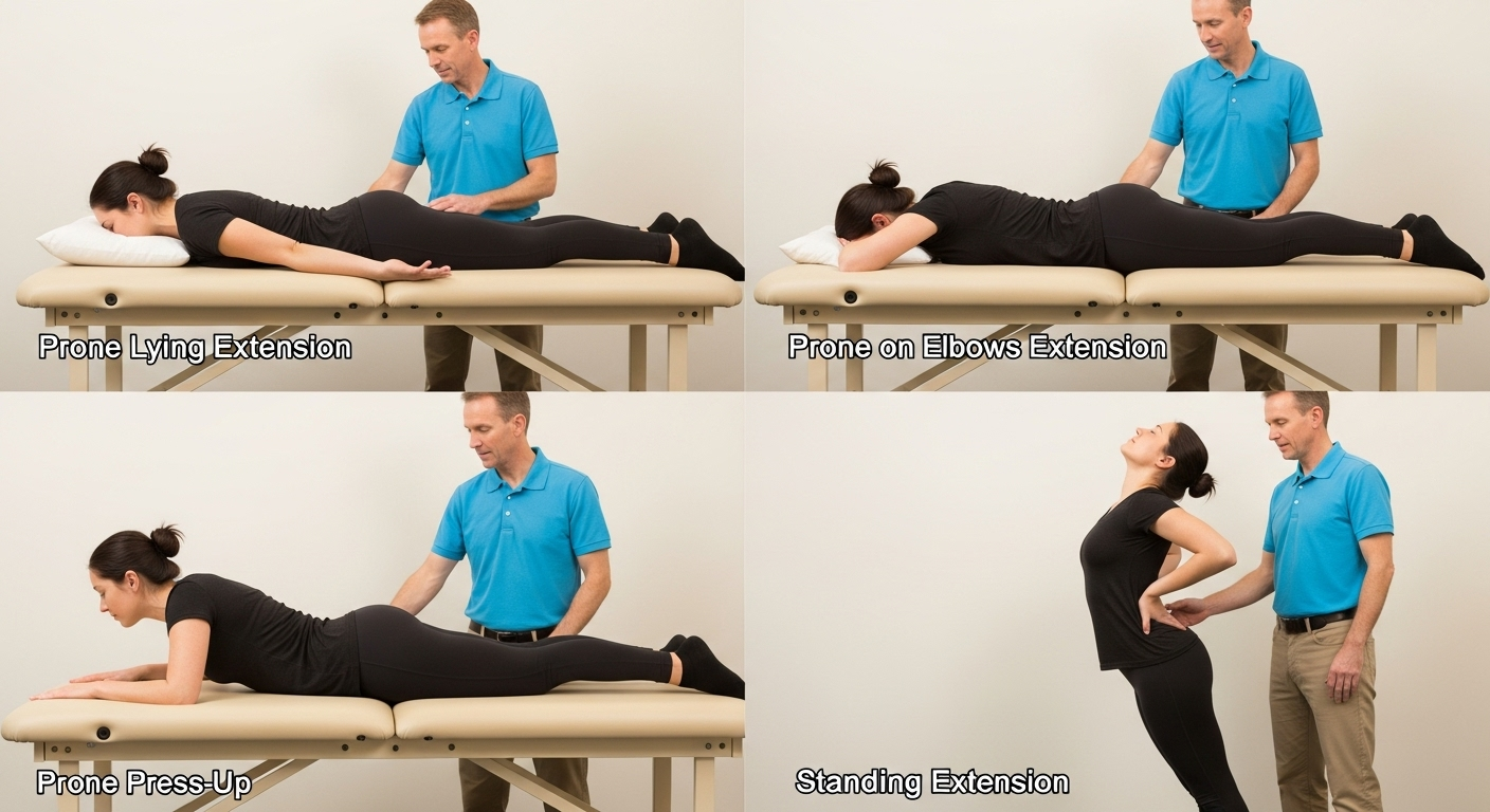 디스크 환자를 위한 맥켄지 신전 운동 단계별 동작 이미지