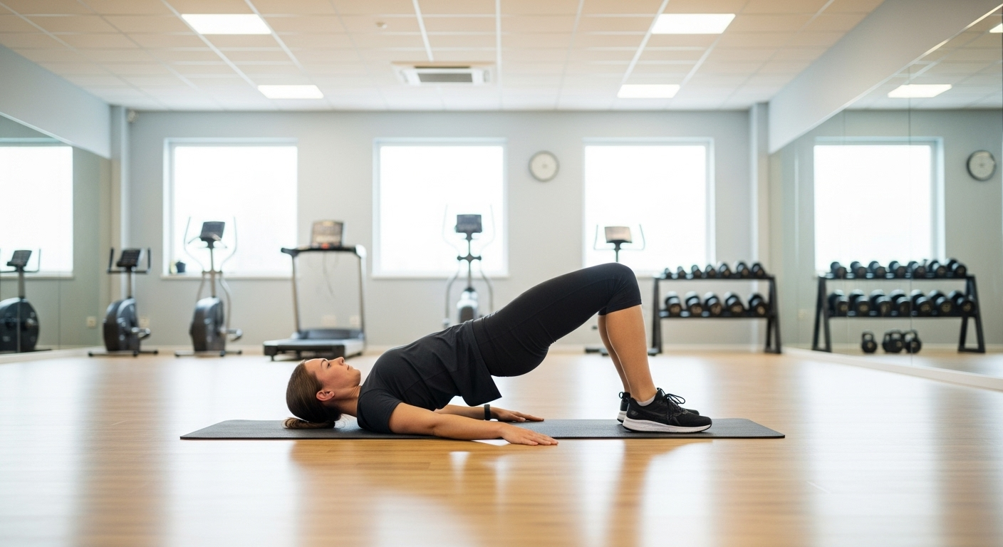 엉덩이 근육 강화 운동인 브릿지 자세