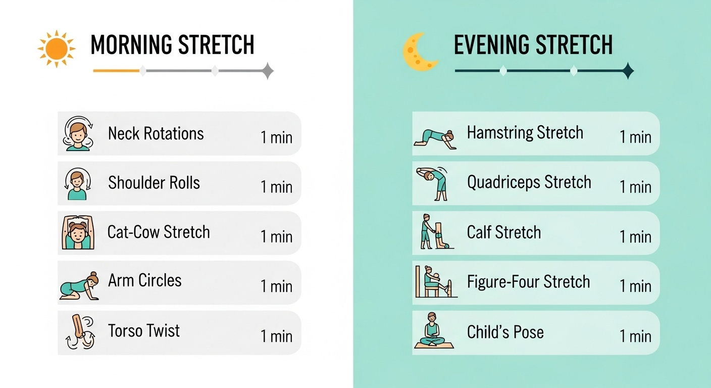 10분 허리 통증 스트레칭 루틴 인포그래픽