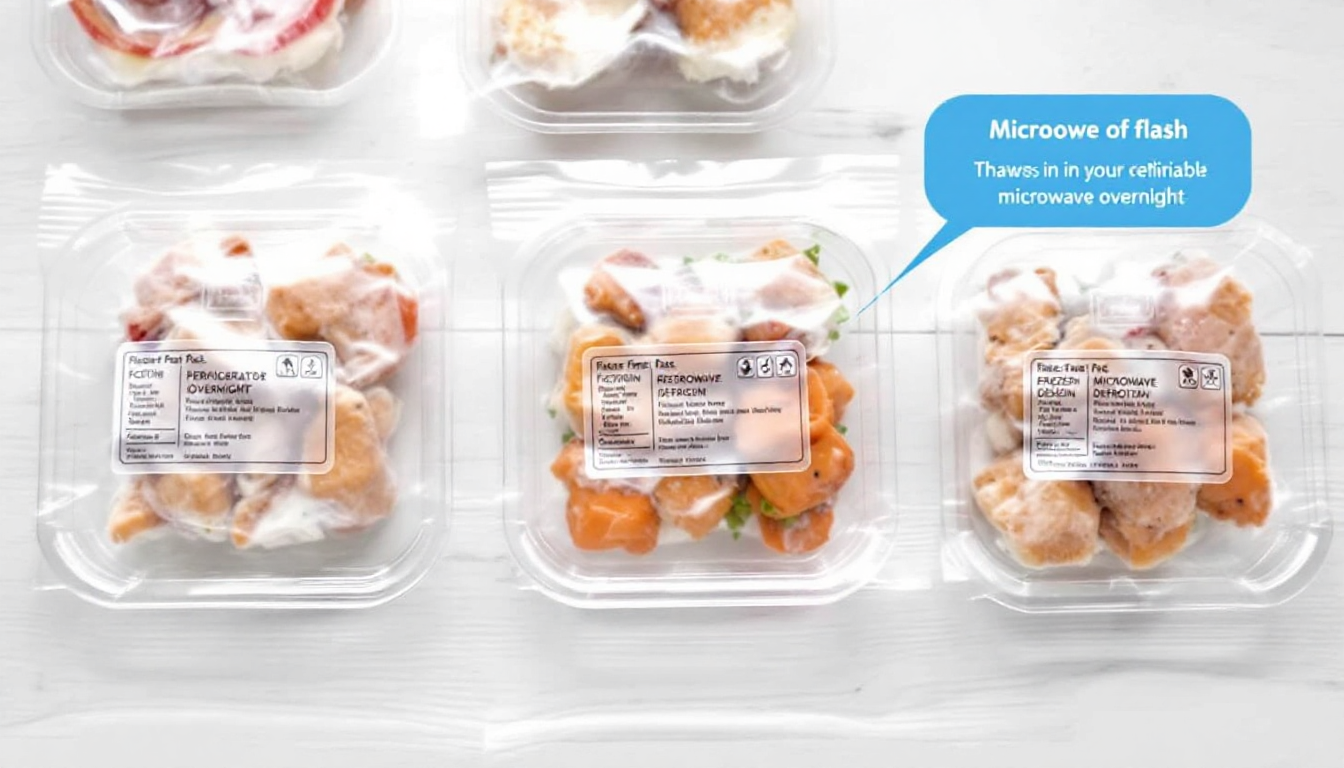 냉동 도시락의 급속 냉동 기술과 올바른 해동 방법을 설명한 이미지