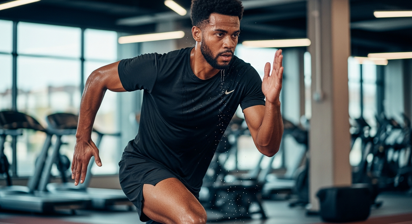 인터벌 트레이닝으로 심폐지구력과 지방 감소 효과를 보여주는 운동하는 사람의 모습