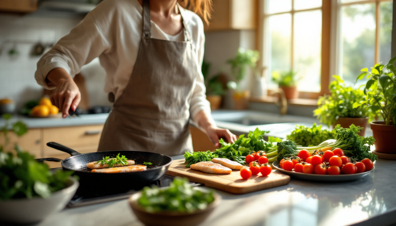 평생 지속 가능한 건강한 식단을 즐겁게 준비하는 모습