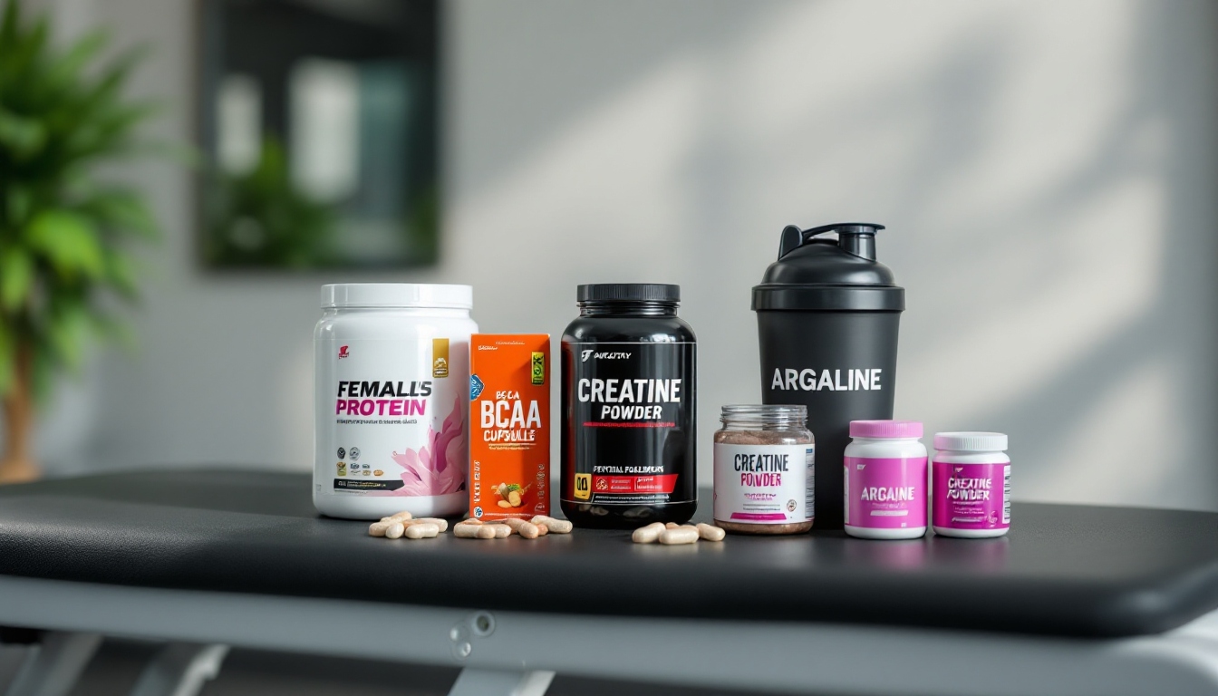 여성용 운동 보조제를 배열한 이미지