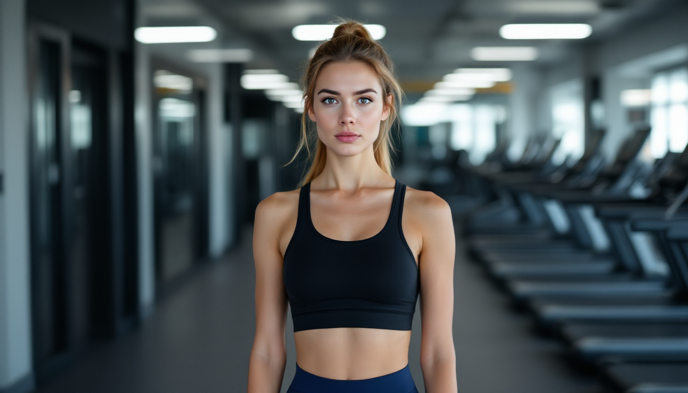 헬스장 입구에서 망설이는 여성 초보자의 모습